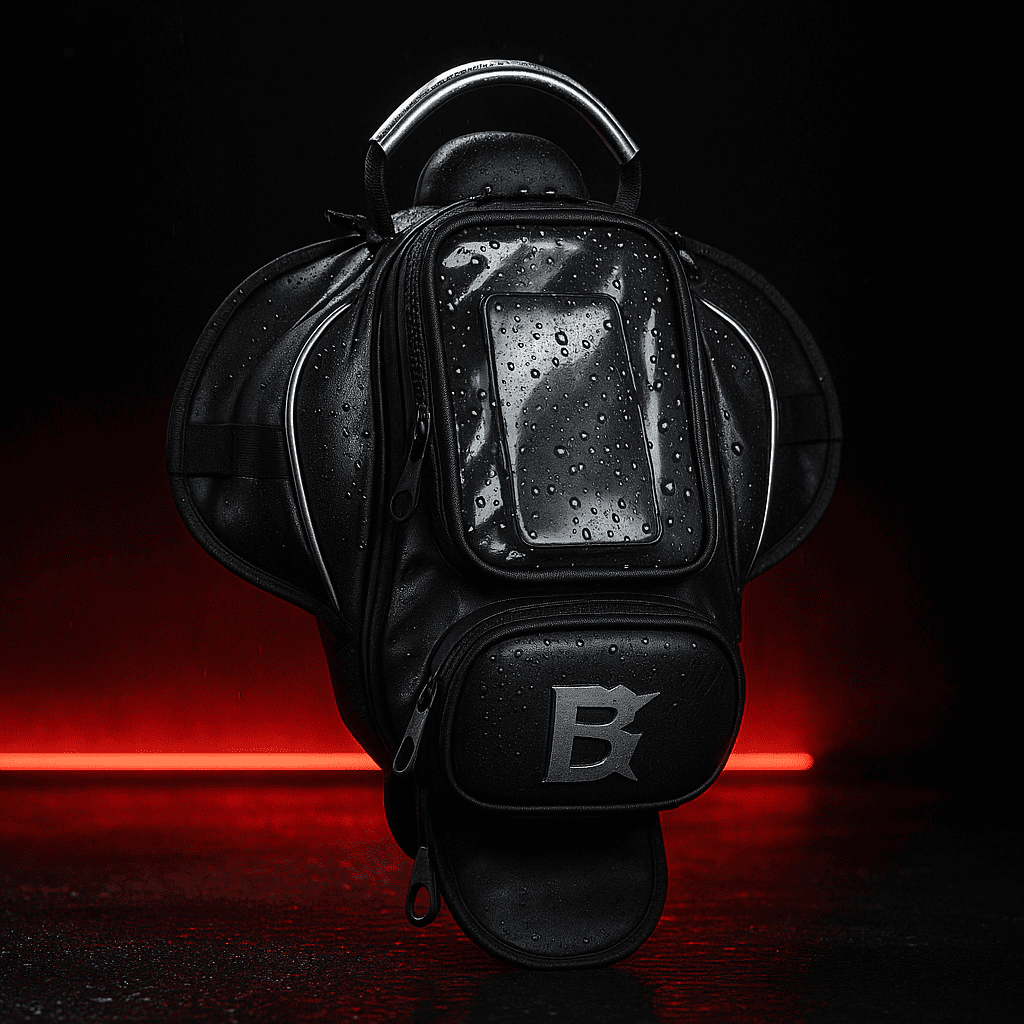 Sacoche réservoir moto magnétique étanche avec écran GPS | TheRiderBag™