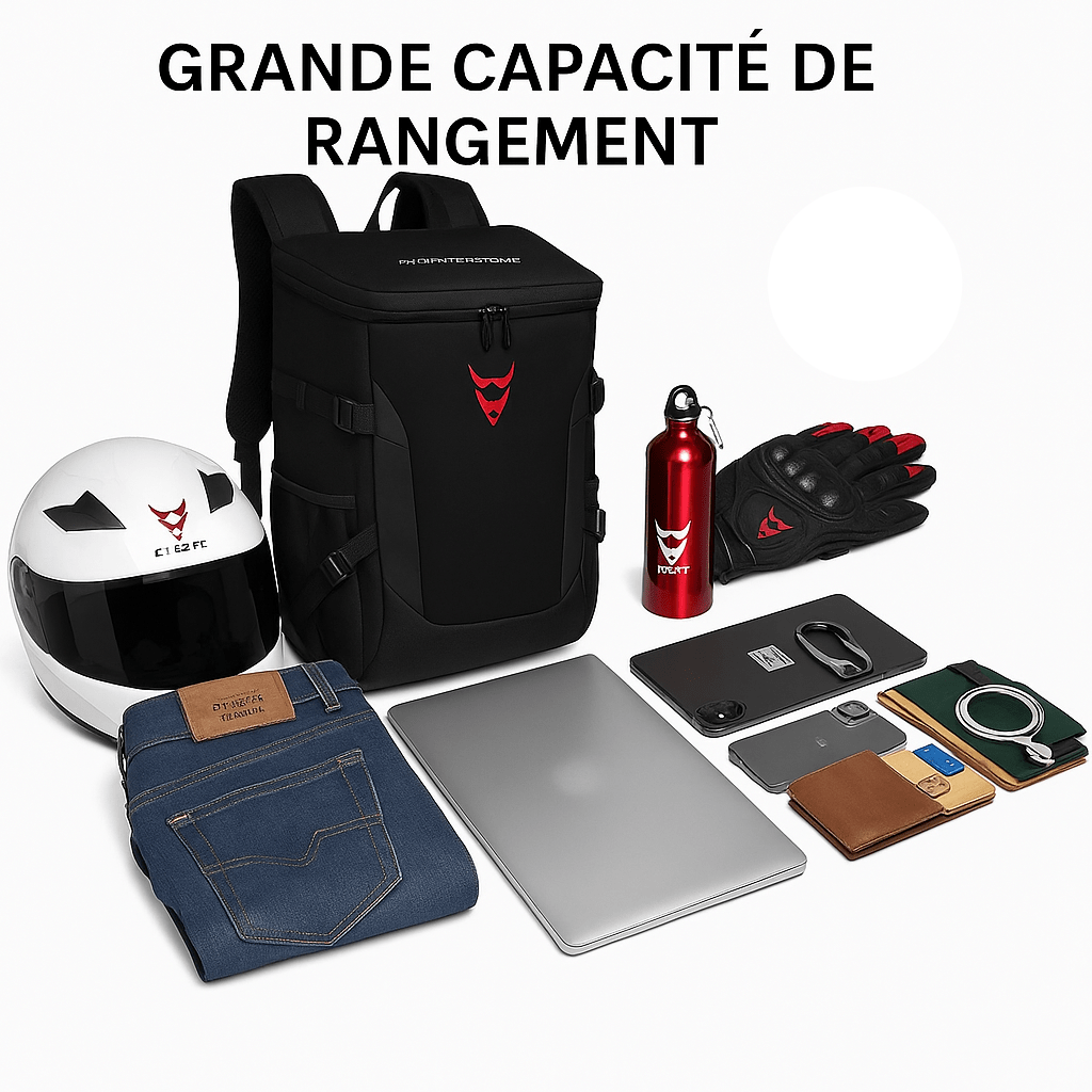 Sac à dos moto étanche 28L extensible avec sangles ajustables | TheRiderBag™