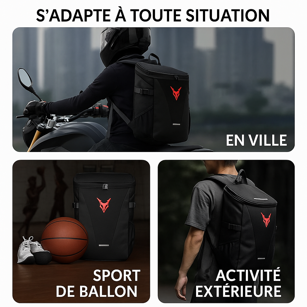 Sac à dos moto étanche 28L extensible avec sangles ajustables | TheRiderBag™