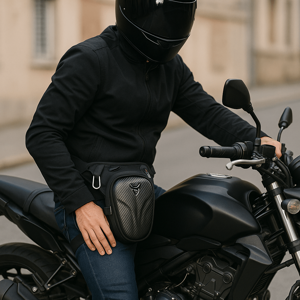 Sacoche de jambe rigide étanche moto – EVA haute capacité | TheRiderBag™