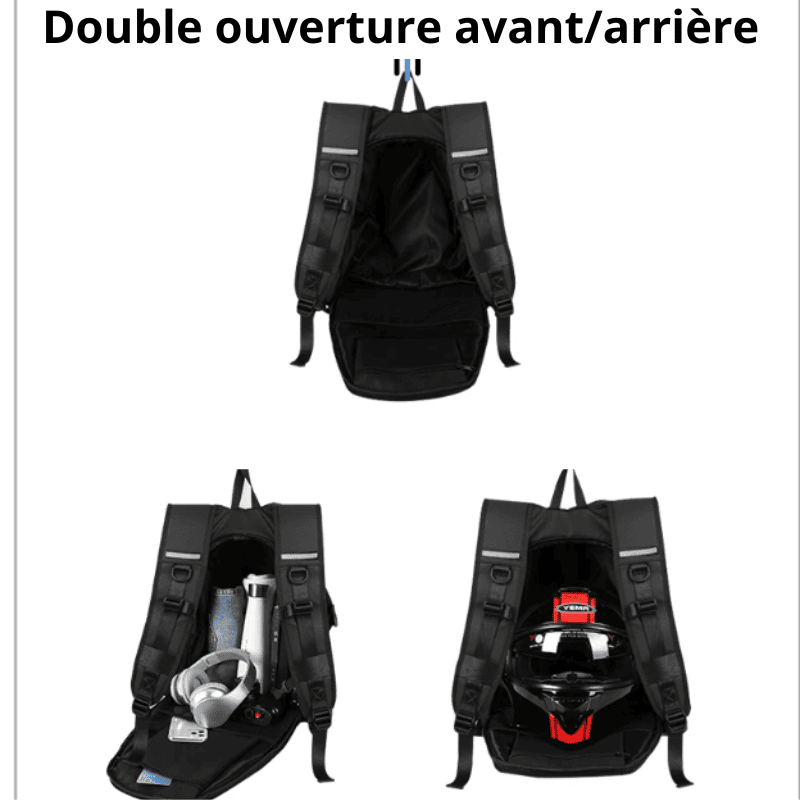 Sac à dos moto femme étanche 48L pour casque et accessoires | TheRiderBag™