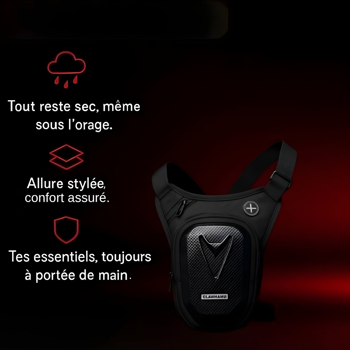 Sacoche de jambe rigide compacte – Coque EVA & tissu étanche – TheRiderBag™