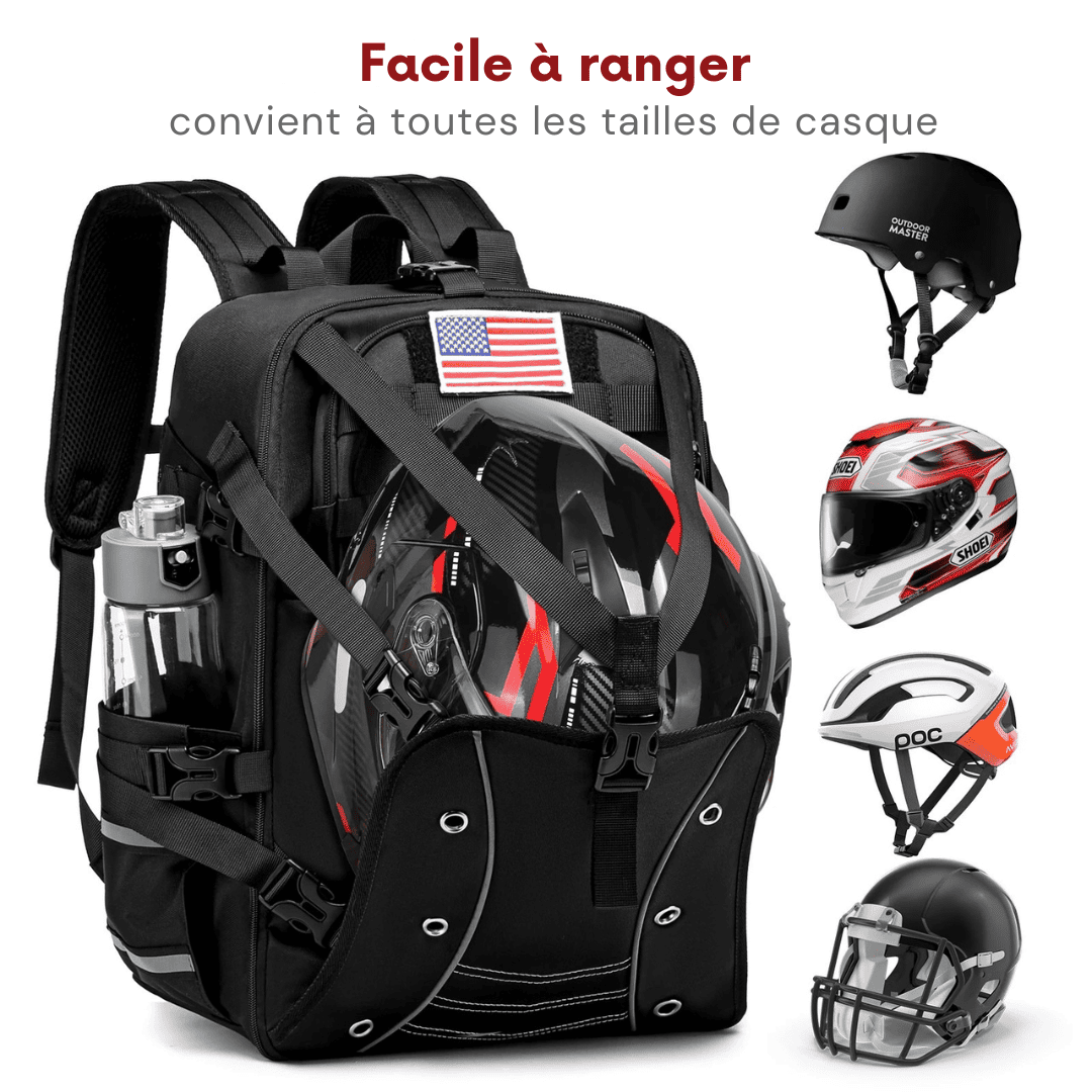 Sac à dos moto étanche 30L avec porte-casque extensible | TheRiderBag™
