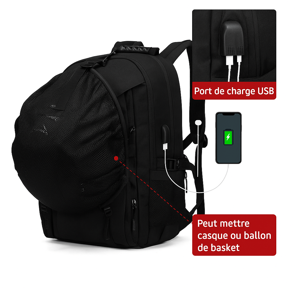 Sac à dos moto étanche extensible avec porte-casque & PC 16" | TheRiderBag™