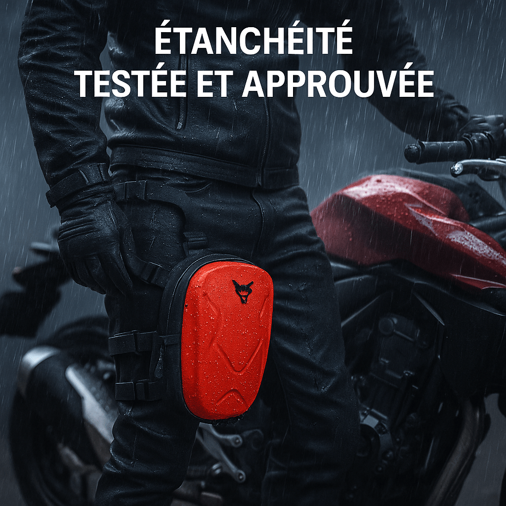 Sacoche de jambe rouge - rigide étanche – EVA haute protection – TheRiderBag™