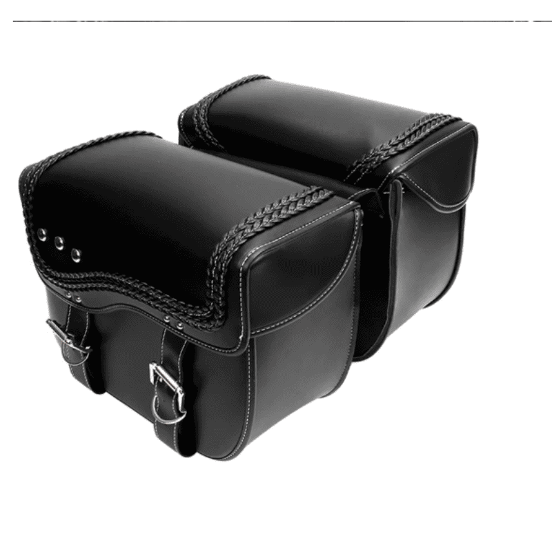 Sacoches cavalières latérales rigides – Paire tressée en cuir – TheRiderBag™