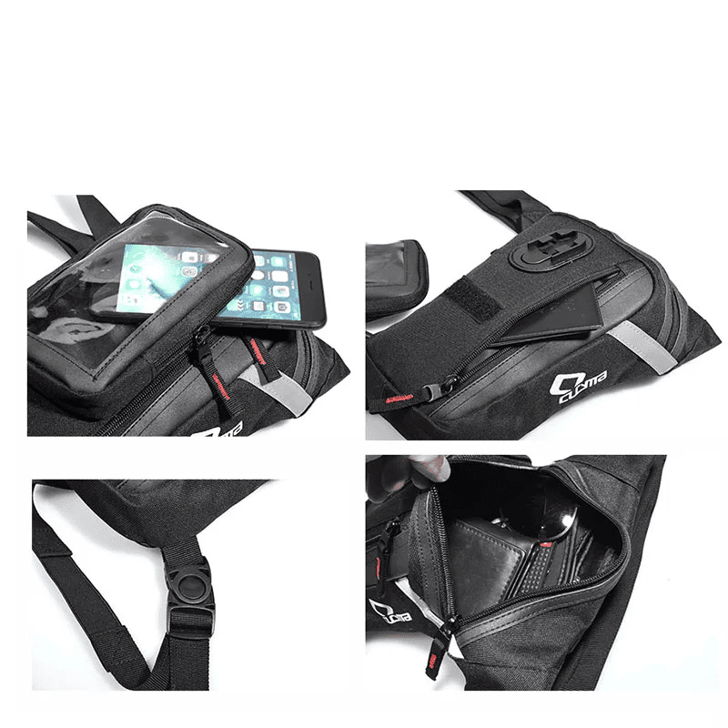 Sacoche de jambe moto souple étanche avec poche tactile | TheRiderBag™