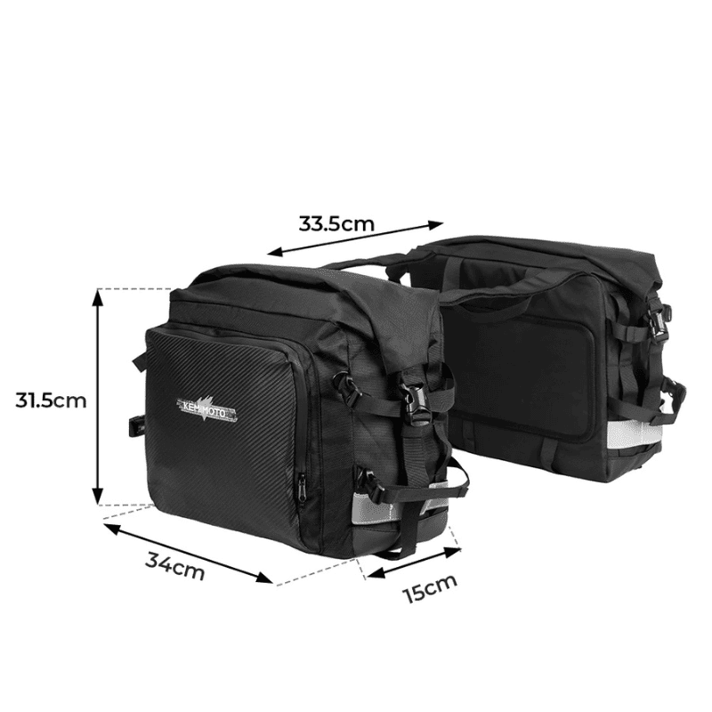 Paire de Sacoches cavalières latérales moto – 50 L étanches & souples – TheRiderBag™