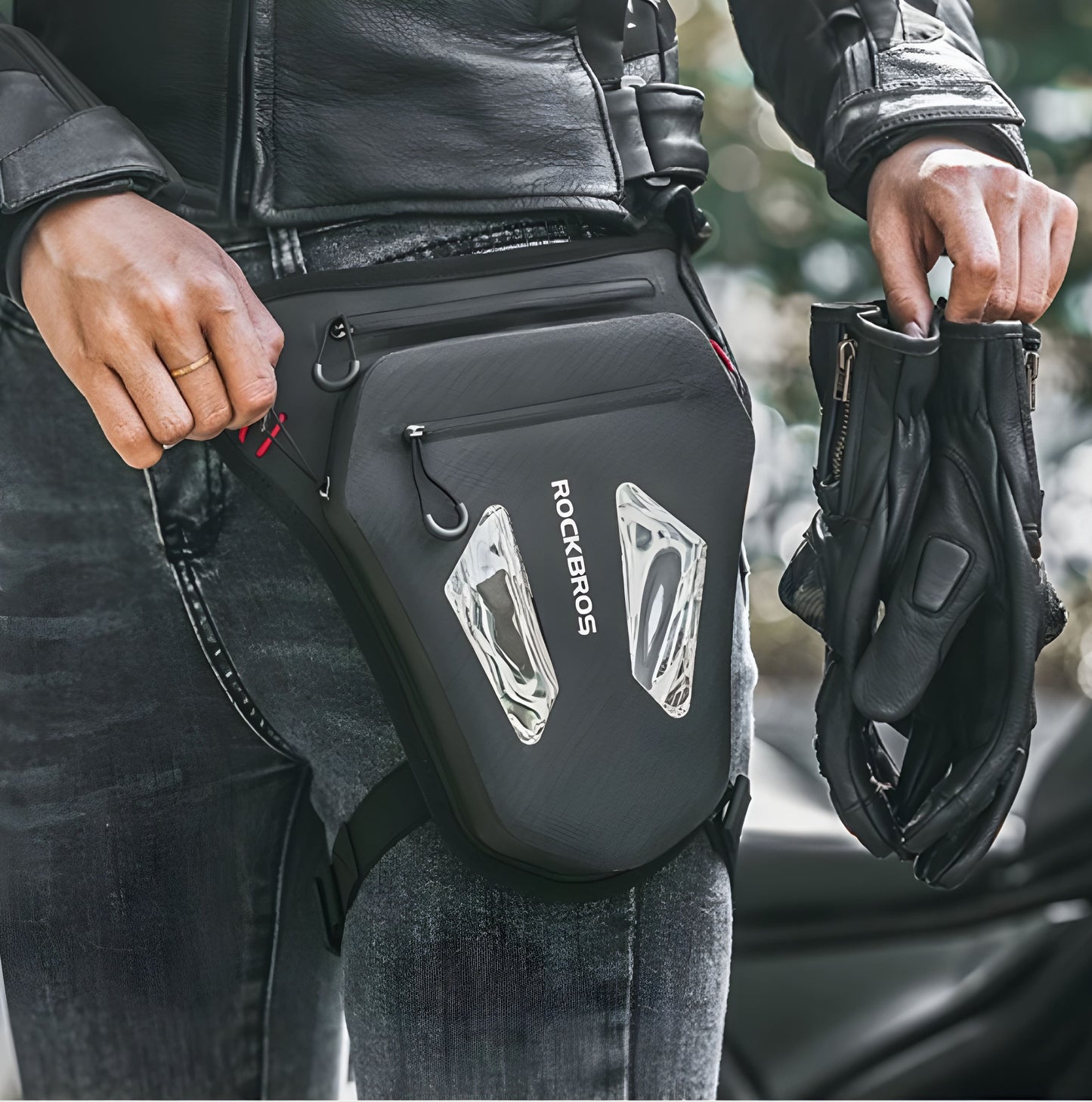 Sacoche de jambe moto étanche ultra légère réglable | TheRiderBag™