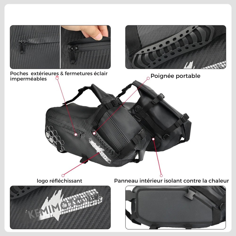 Paires de Sacoches cavalières latérales étanches 48L – PVC souple TheRiderBag™
