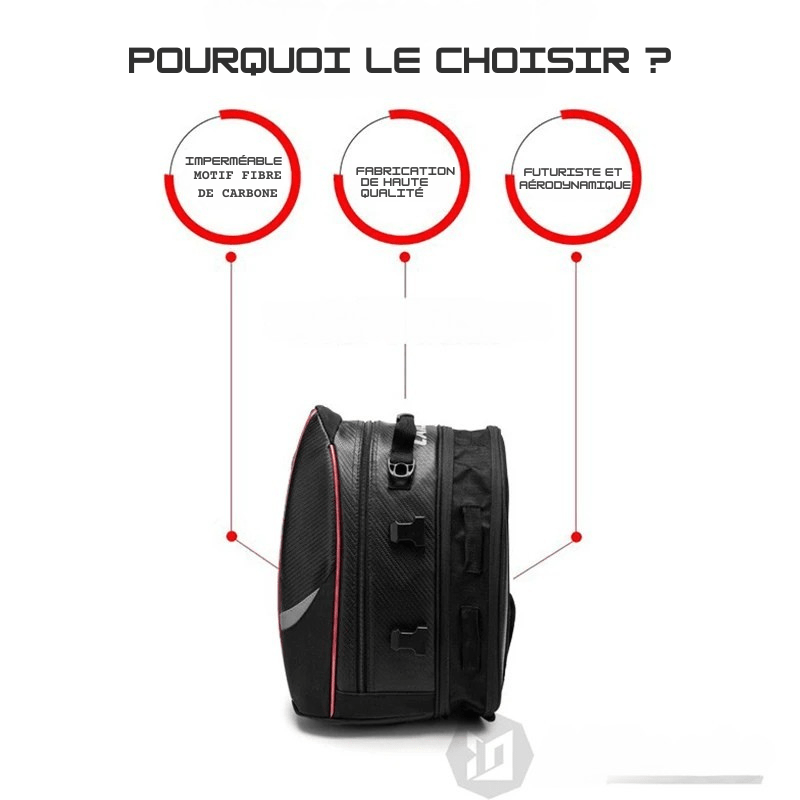 Sacoche de selle moto extensible – 800D étanche & format compact – TheRiderBag™