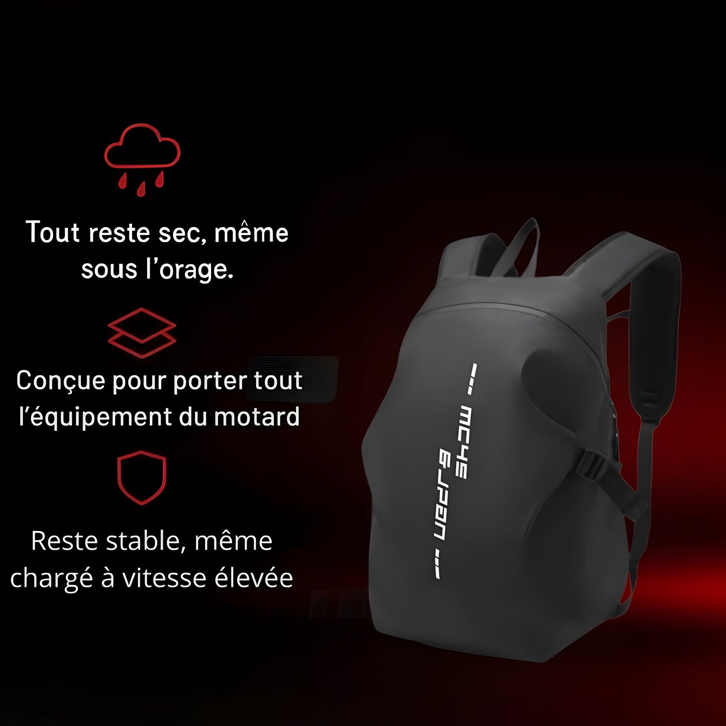 Sac à dos moto étanche 35L avec ouverture double & porte-casque intégré | TheRiderBag™
