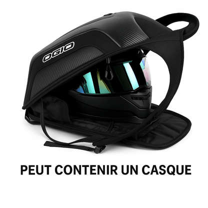 Sac à dos moto rigide 48L étanche avec compartiment casque intégral | TheRiderBag™