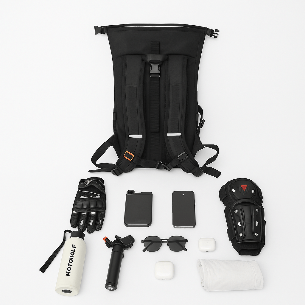 Sac à dos moto étanche avec bande réfléchissante | TheRiderBag™