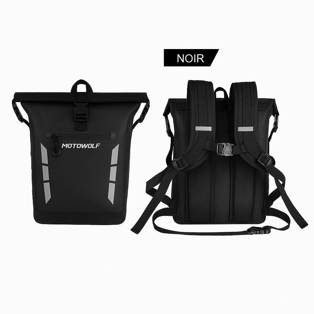 Sac à dos moto étanche avec bande réfléchissante | TheRiderBag™