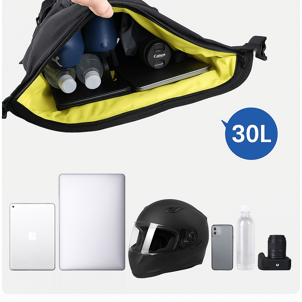 Sac de selle moto étanche 10L à 30L convertible en sac à dos | TheRiderBag™