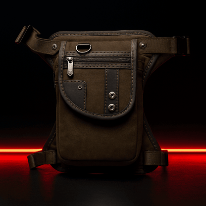 Sacoche de jambe moto en toile – Ceinture & cuisse, style casual | TheRiderBag™