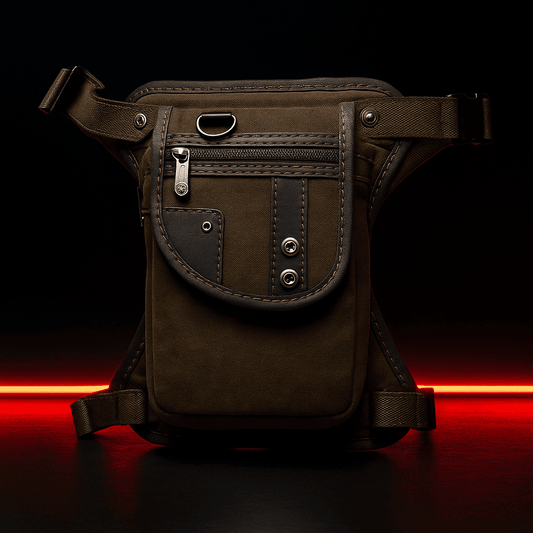 Sacoche de jambe moto en toile – Ceinture & cuisse, style casual | TheRiderBag™