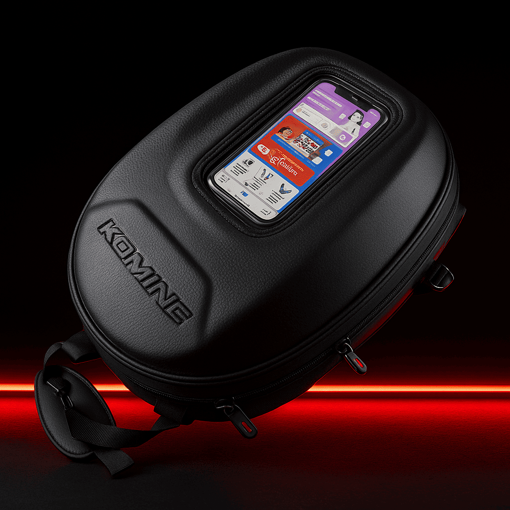 Sacoche réservoir moto aimantée rigide étanche avec écran tactile GPS | TheRiderBag™