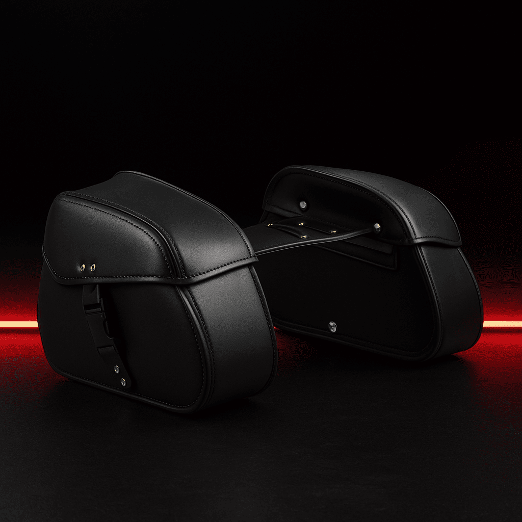 Paire de Sacoches scavalières latérales moto Cuir souple  – TheRiderBag™