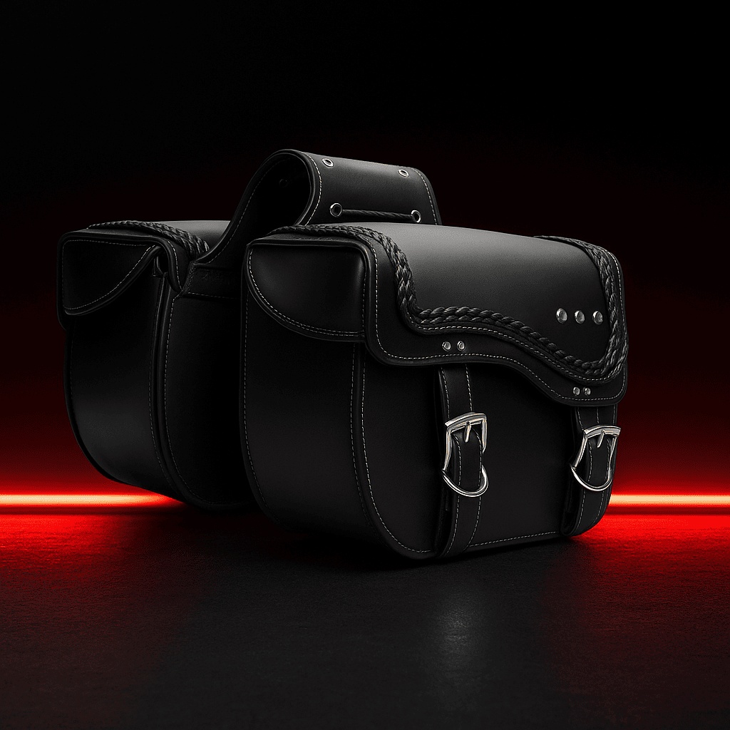 Sacoches cavalières latérales rigides – Paire tressée en cuir  – TheRiderBag™