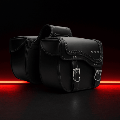 Sacoches cavalières latérales rigides – Paire tressée en cuir  – TheRiderBag™