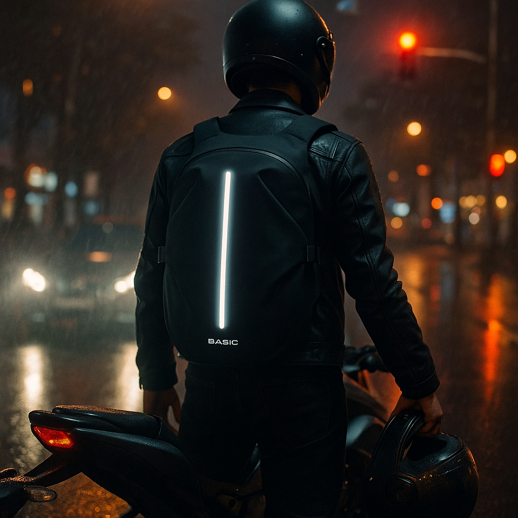 Sac à dos moto étanche avec bandes réfléchissantes
