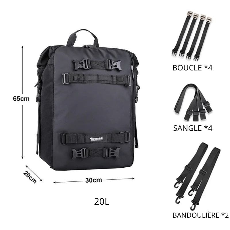 Sac de selle moto étanche 10L à 30L convertible en sac à dos | TheRiderBag™