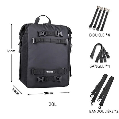 Sac de selle moto étanche 10L à 30L convertible en sac à dos | TheRiderBag™