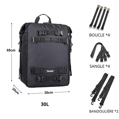 Sac de selle moto étanche 10L à 30L convertible en sac à dos | TheRiderBag™