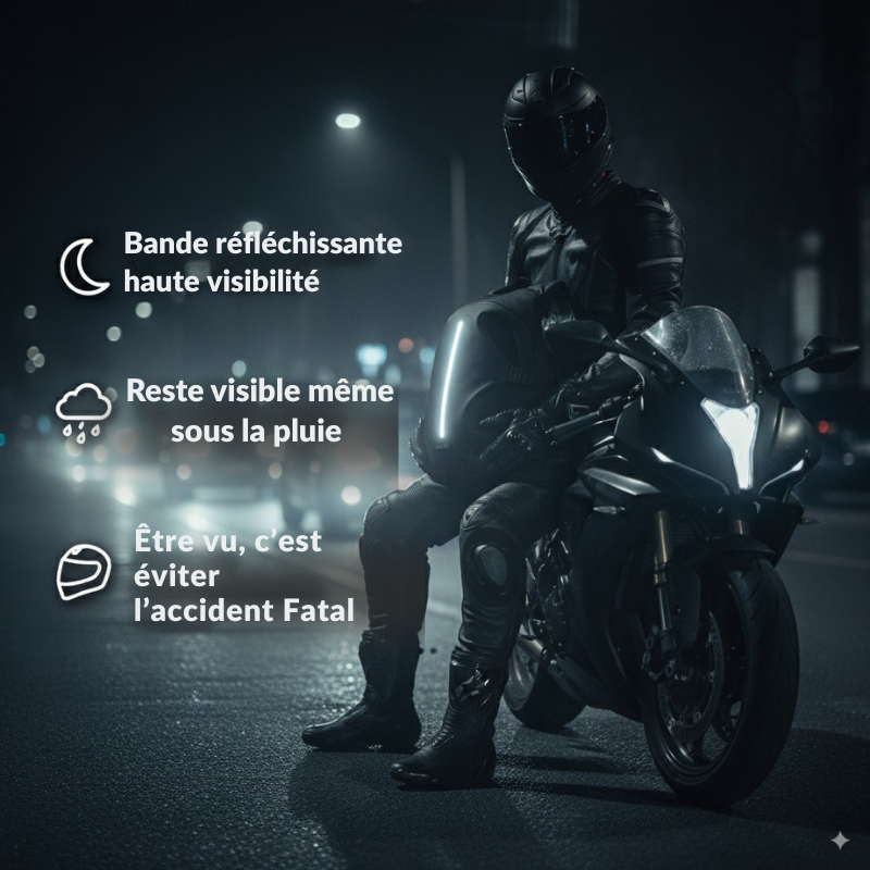 Sac à dos moto étanche avec bandes réfléchissantes