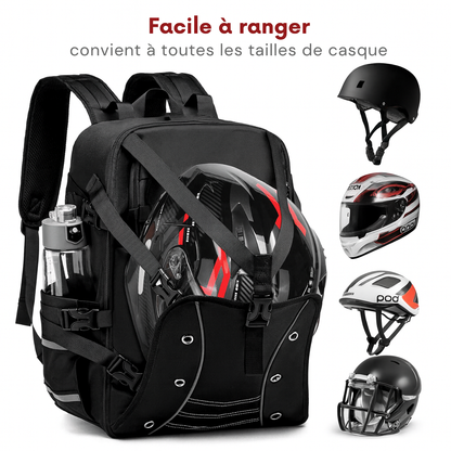 Sac à dos moto étanche avec porte-casque extensible | TheRiderBag™