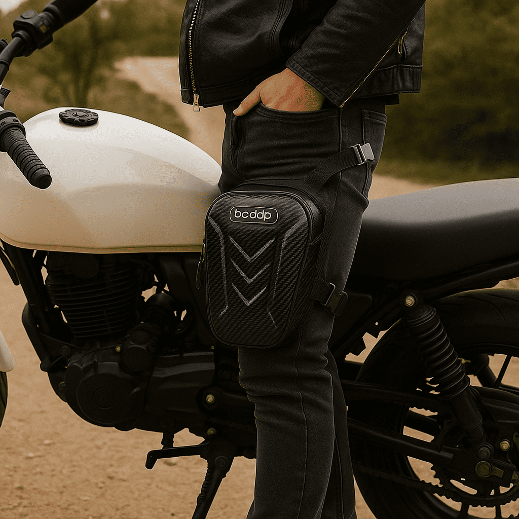 Sacoche de jambe moto Tactique étanche avec coque carbone | TheRiderBag™