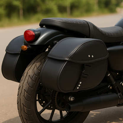 Paire de Sacoches scavalières latérales moto Cuir souple  – TheRiderBag™
