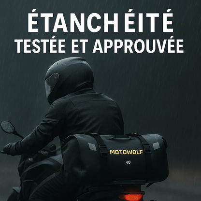 Sacoche de selle étanche moto – 66L roll-top & haute résistance – TheRiderBag™