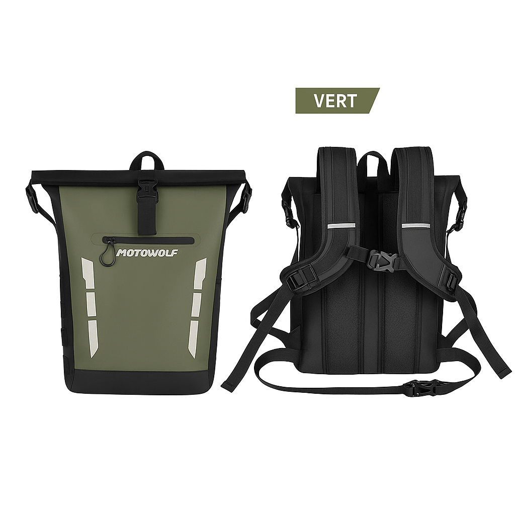 Sac à dos moto étanche avec bande réfléchissante | TheRiderBag™