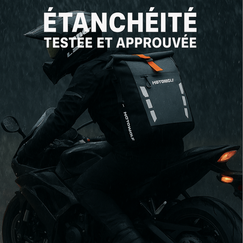 Sac à dos moto étanche avec bande réfléchissante | TheRiderBag™