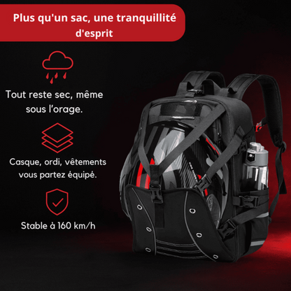 Sac à dos moto étanche avec porte-casque extensible | TheRiderBag™