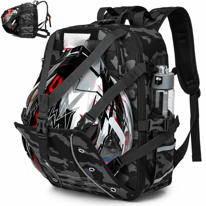 Sac à dos moto étanche avec porte-casque extensible | TheRiderBag™