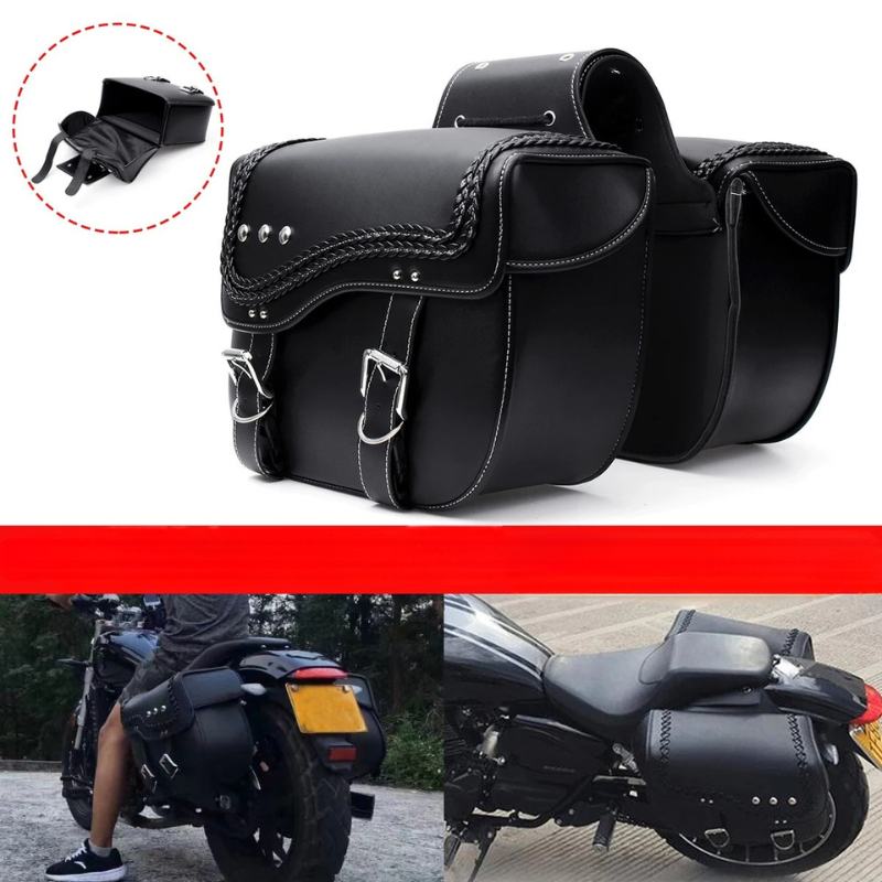 Sacoches cavalières latérales rigides – Paire tressée en cuir  – TheRiderBag™