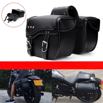 Sacoches cavalières latérales rigides – Paire tressée en cuir  – TheRiderBag™