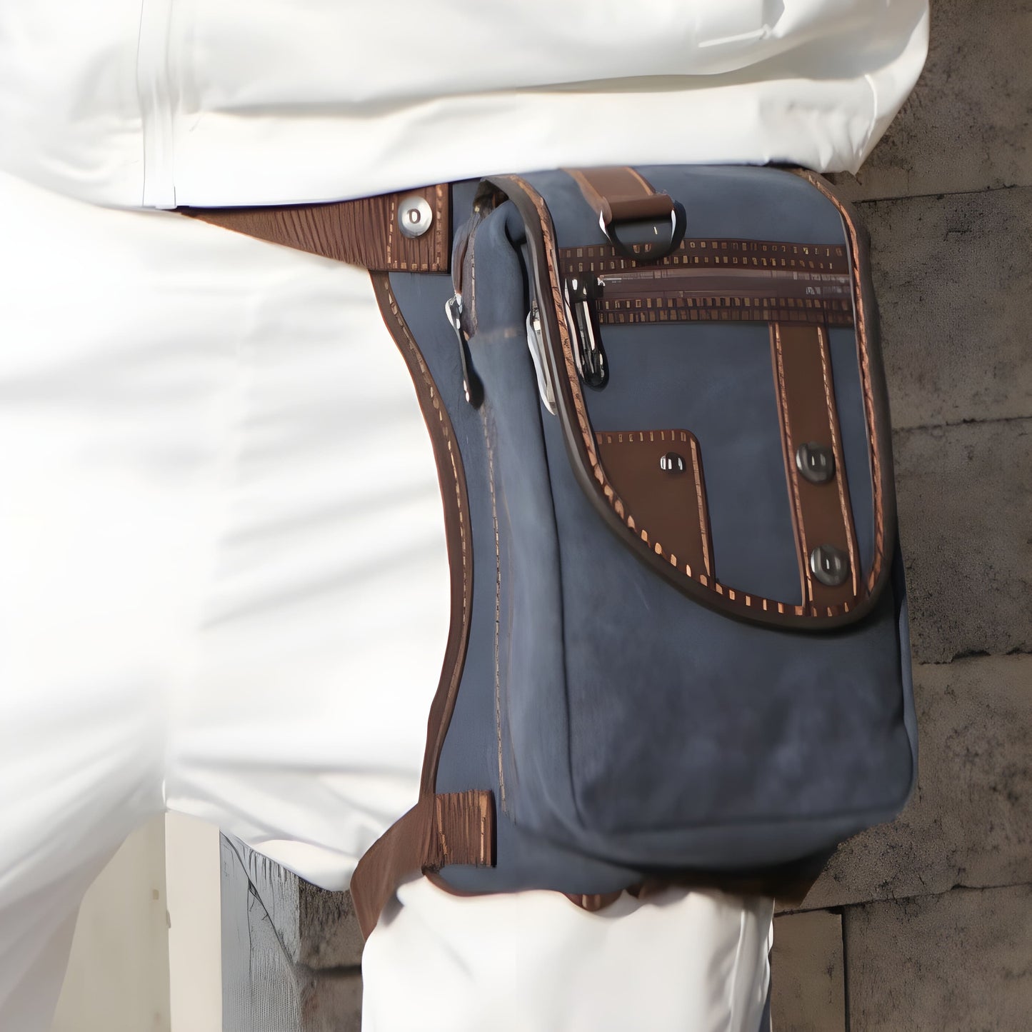 Sacoche de jambe moto en toile – Ceinture & cuisse, style casual | TheRiderBag™