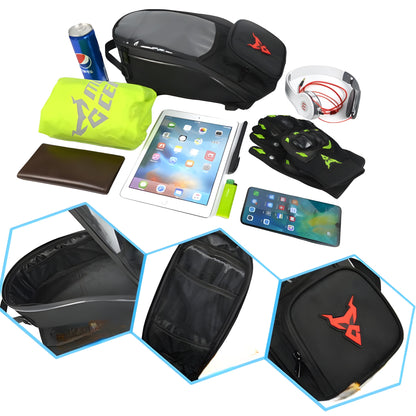 Sacoche réservoir moto aimantée étanche avec écran tactile & port câble | TheRiderBag™