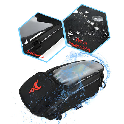 Sacoche réservoir moto aimantée étanche avec écran tactile & port câble | TheRiderBag™