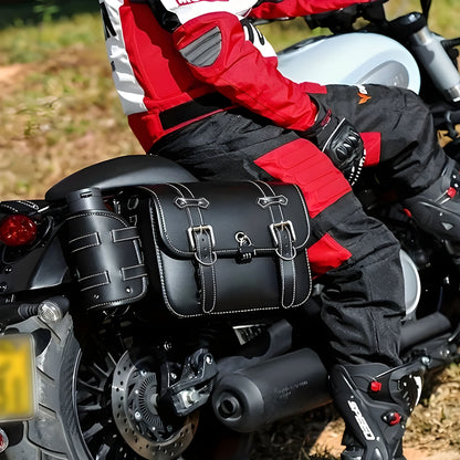 Paire de Sacoches cavalières latérales moto – Rigides vintage en cuir  – TheRiderBag™