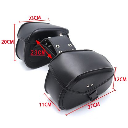 Paire de Sacoches scavalières latérales moto Cuir souple  – TheRiderBag™