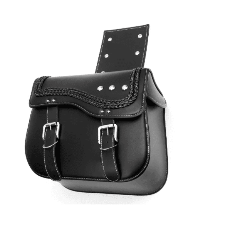 Sacoches cavalières latérales rigides – Paire tressée en cuir  – TheRiderBag™