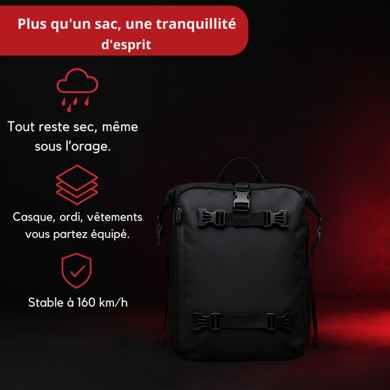 Sac de selle moto étanche 10L à 30L convertible en sac à dos | TheRiderBag™