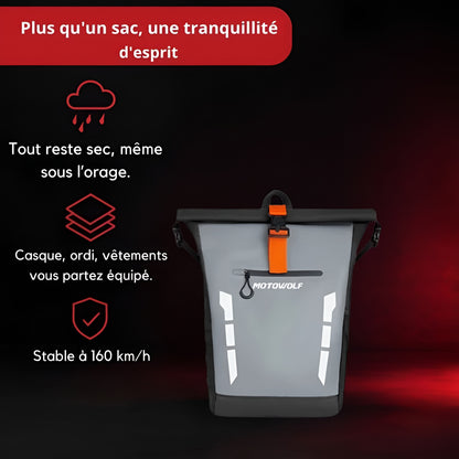 Sac à dos moto étanche avec bande réfléchissante | TheRiderBag™