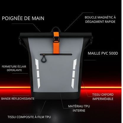 Sac à dos moto étanche avec bande réfléchissante | TheRiderBag™